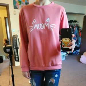 Pink comfy "meow" sweater